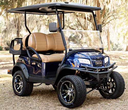 Club Car Onward Lifted 4 Passenger Golf Cart Blue Club Car Onward Lifted 4 Passenger Golf Cart Blue